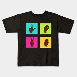 Deaf Black Love hand letters Kids T-Shirt
